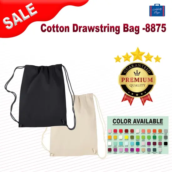 Liberty Bags&reg; Cotton Drawstring Bag BLACK {2}