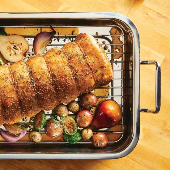 Farberware Stainless Steel Roaster with Rack &ndash; 16-Inch Durable Roasting Pan for Perfectly Cooked Meats and Vegetables {6}