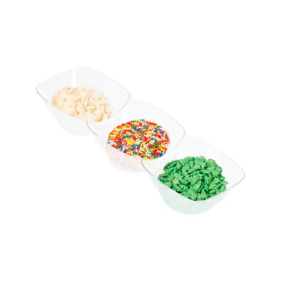 Clear Rectangular 3-Hole Mini Plastic Bowls (240 Bowls) {2}