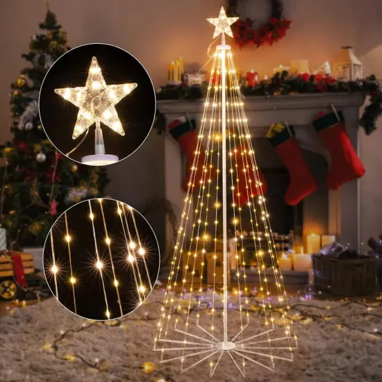 6FT Tree Light Outdoor w Star Warm White {2}