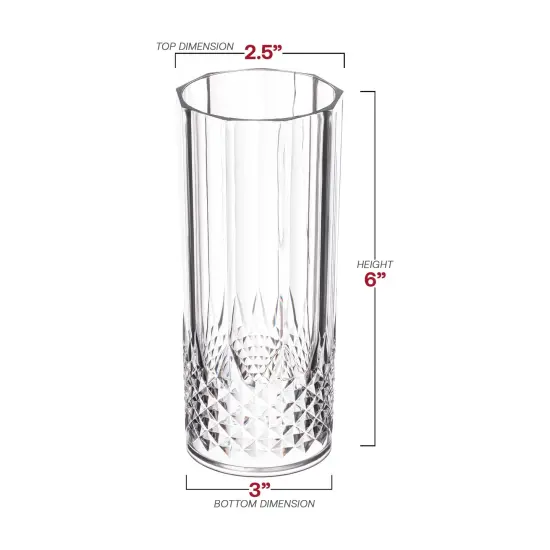 Clear Crystal Cut High Ball Plastic Glasses - 14 oz. (48 Glasses) {3}