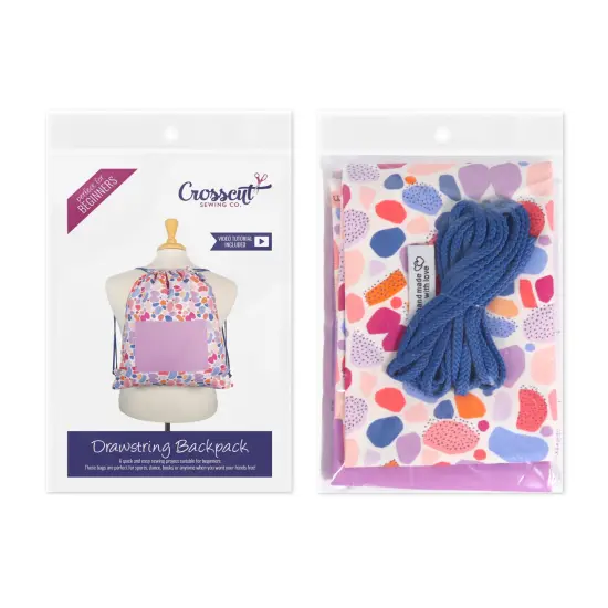 Crosscut Sewing Co.&reg; Drawstring Backpack Sewing Project Kit - Beginner Sewing Kit - Sewing Kit for Kids Abstract geo {2}