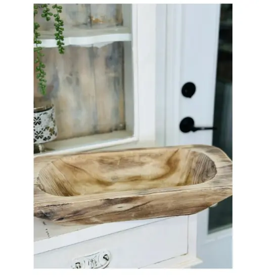 Natural Wood Dough Bowl &ndash; 20"" Rustic Wooden Bowl for Decor, Serving, Candle Making, or Centerpieces {2}