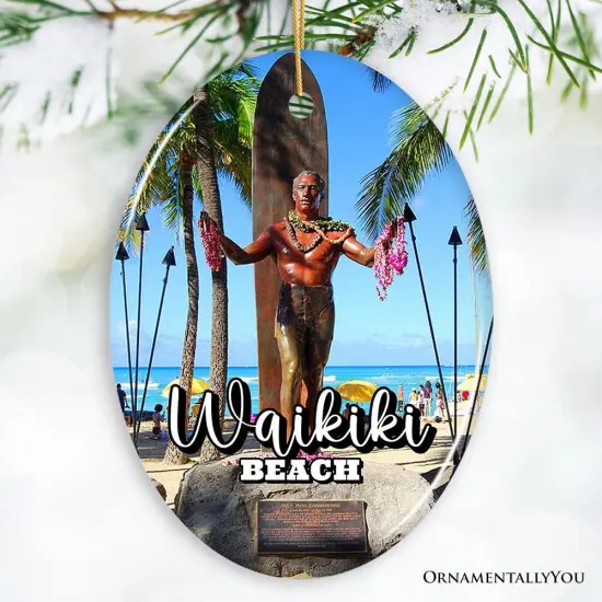 Waikiki Beach Hawaiian Paradise Ornament, Pacific Island Cultural Christmas Gift and Souvenir {2}