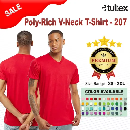 Tultex&reg; Poly Rich V-Neck Short Sleeve T-Shirt Heather charcoal {2}