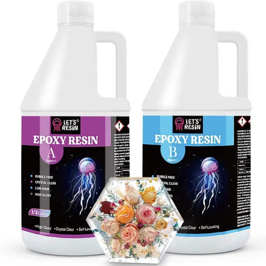 LET'S RESIN Epoxy Resin 1 Gallon Kit, Bubble Free & Crystal Clear Epoxy Resin, No Yellowing Epoxy Resin for Casting, DIY, Resin Art,Molds,Jewelry,Coasters {1}