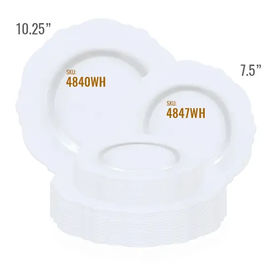 Solid White Round Blossom Disposable Plastic Dinnerware Value Set (120 Guests) {5}