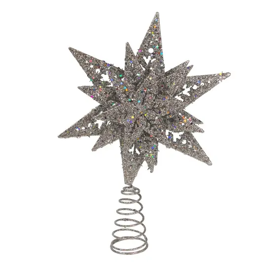 Kurt Adler 13-Inch Plastic Silver Glittered Snowflake Tree Topper {3}