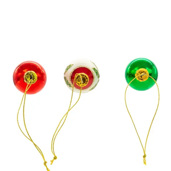 Kurt Adler 35MM Glass Green and Red Ball and Finial 12-Piece Ornament Set {4}