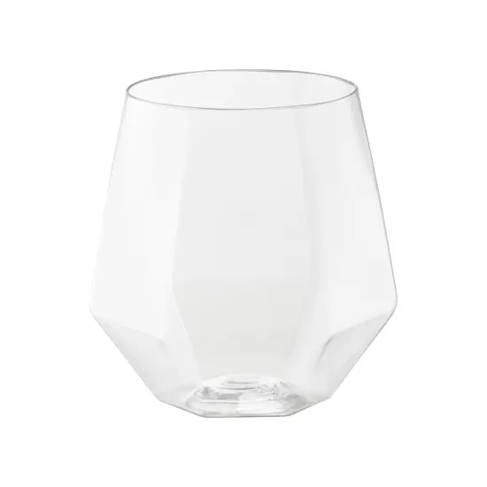Clear Hexagonal Stemless Plastic Wine Goblets - 12 oz. (64 Glasses) {1}