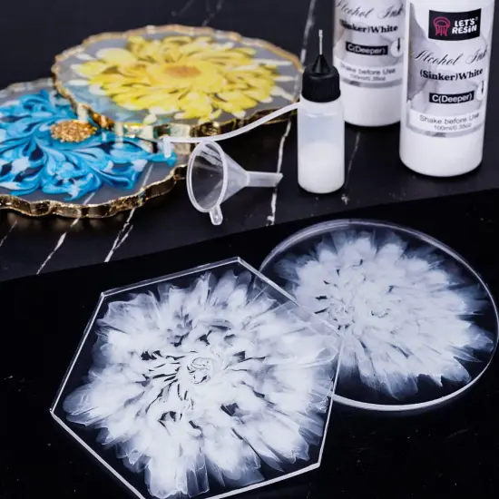 LET'S RESIN White Alcohol Ink for Resin, Alcohol Ink White Colors,2 Bottles Each 3.5oz,Adjustable Alcohol-Based Resin Ink,White Resin Pigment for Epoxy Resin,Resin Petri,Tumblers,Resin Art {4}