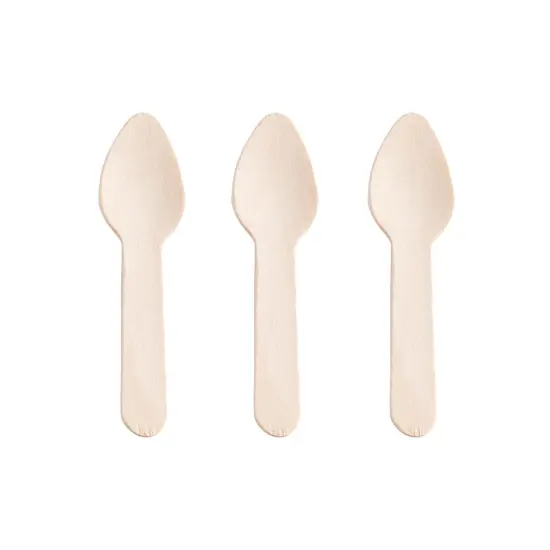 Natural Birch Eco-Friendly Disposable Mini Dessert Spoons - 3" (600 Spoons) {2}