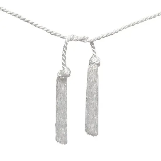 White Corded Tassels 1/8" x 33" {5}