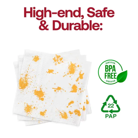 Durable White with Gold Paint Splatter Paper Beverage/Cocktail Napkins (600 Napkins) {4}