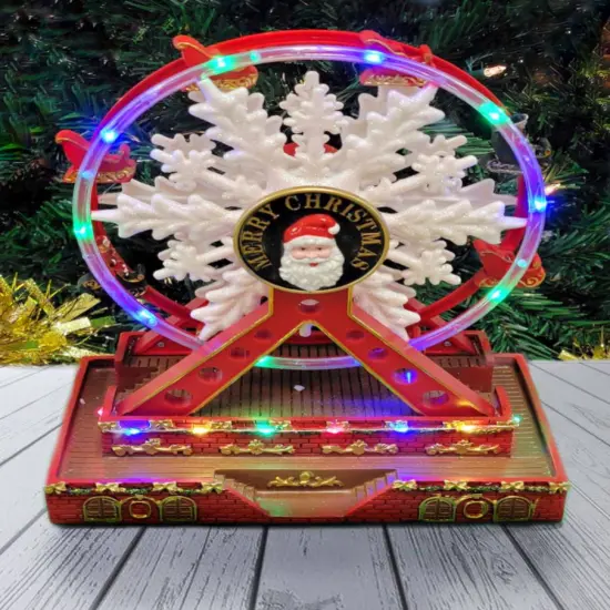 Christmas Ferry Wheel Holiday Decoration. Animated Christmas Village Christmas Carousel {1}