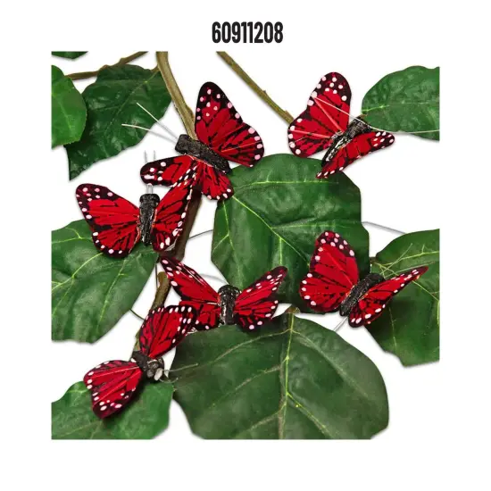 Realistic Burgundy Butterflies on Bendable Wire 1 3/4 &times; 1 Inches {2}