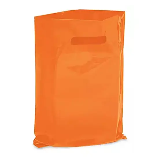 Sleek 15 x 18 x 4" Die Cut Shopping Bags Orange {2}