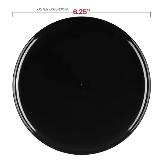 Black Flat Round Disposable Plastic Pastry Plates - 6.25" (120 Plates) {3}