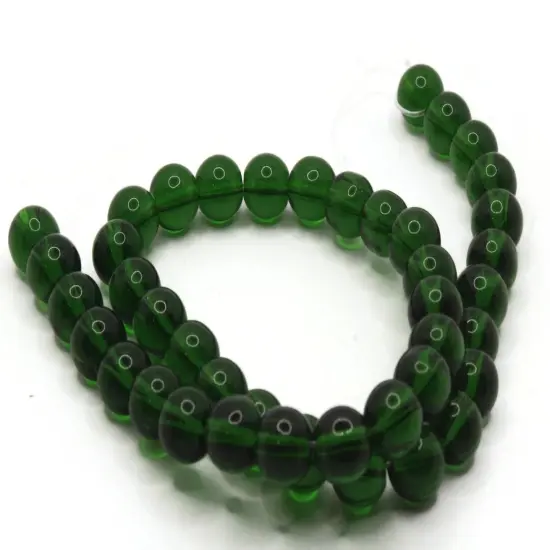 42 8mm Clear Green Glass Smooth Round Beads {3}