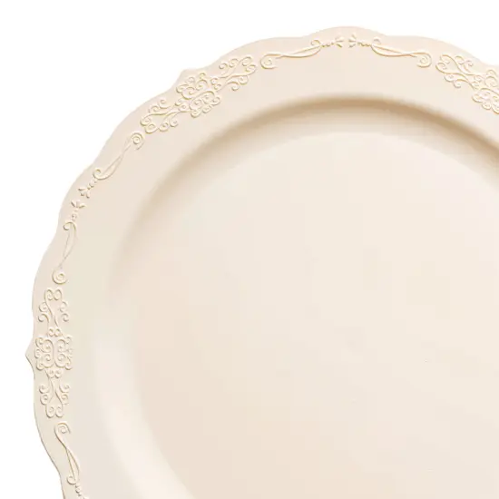 Ivory Vintage Round Disposable Plastic Appetizer/Salad Plates - 7.5" (120 Plates) {1}