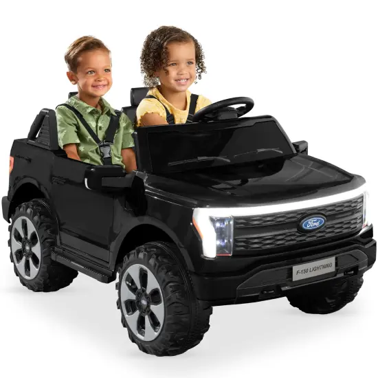 Best Choice Products Kids 24V Ride On Truck Officially Licensed Ford Lightning w/ Remote, LED Lights, 2 Speeds Black {1}