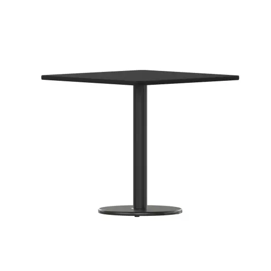Emma and Oliver 30" Square Laminate Table Top with 18" Round Table Height Base Black {2}