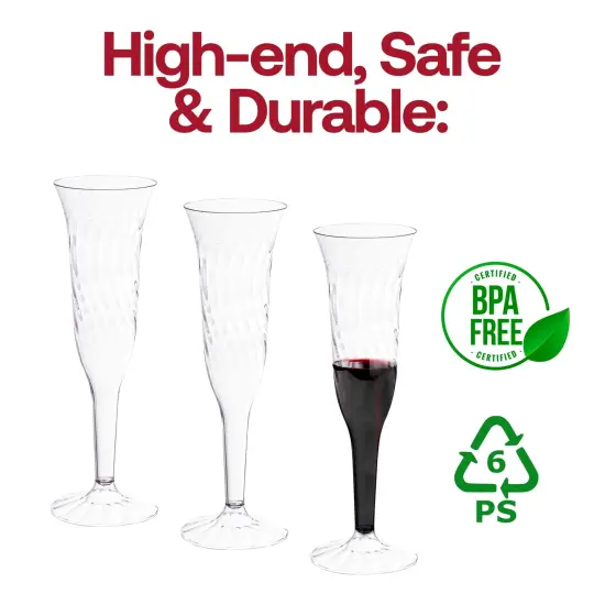 Clear Plastic Champagne Flutes - 5 oz. (96 Flutes) {4}