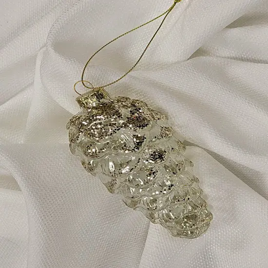 Golden Glass Pinecone Christmas Ornament F07M7-4(LH76-23207) {2}