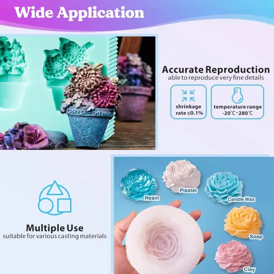 LET'S RESIN Silicone Mold Making Kit-Translucent Silicone Rubber Non-Toxic & Food-safe Grade Liquid Mold Making Silicone-20.46oz Super Elastic Molding Silicone-Ideal for 3D Molds,Resin Molds,Silicone Molds-4H Fast Cure {2}