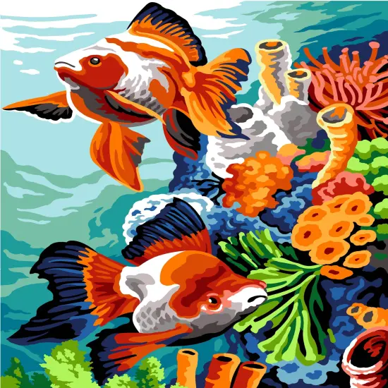 Needlepoint canvas for halfstitch without yarn Seabed SE929.695 Seg De Paris Printed Tapestry Canvas {1}