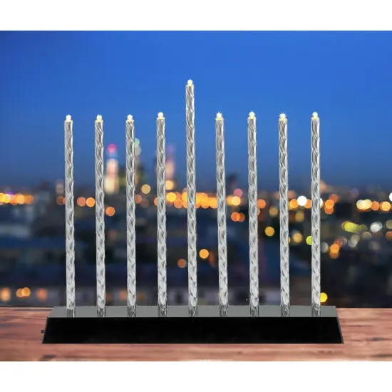 Rite Lite Silver Diamond Cut Battery Operated LED Menorah, 10.5in X 9in {3}