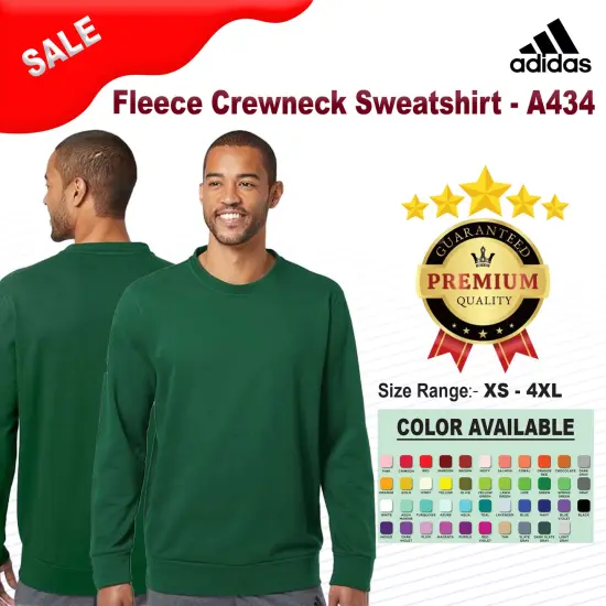 Adidas&reg; Fleece Crewneck Sweatshirt Grey heather {2}
