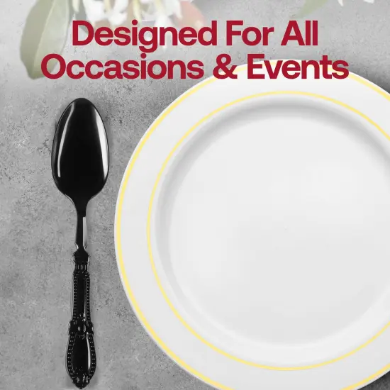 Black Baroque Disposable Plastic Dinner Spoons (480 Spoons) {6}