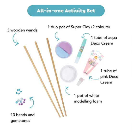 Tiger Tribe: Magic Wand Kit - Pastel Power - Create 3 Sparkling Jewel Wands, Decorate Wooden Wands With Clay & Jewels, Crafts, Kids Ages 5+ {3}