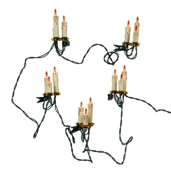 Kurt Adler UL 15-Light White Triple Candle Extended Light Set with Ivory Candle Shaft, Gold Dripping Wax and Amber Bulbs {1}