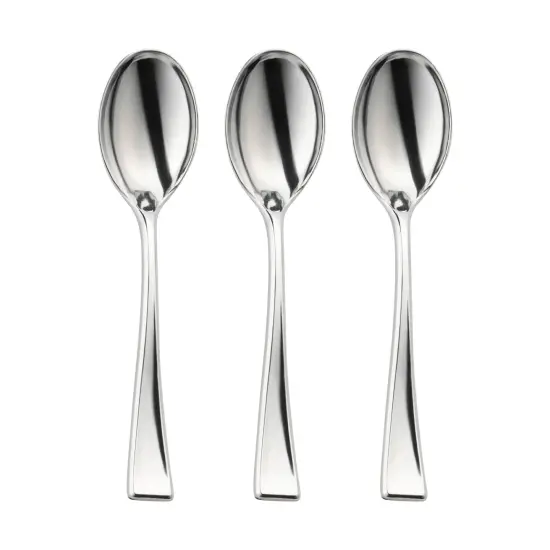 Shiny Metallic Silver Mini Plastic Disposable Tasting Spoons (960 Spoons) {2}