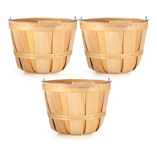 8 Quart Wood Slat Peck Basket 10.5" Diameter {3}