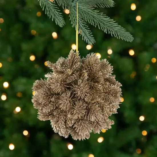 Northlight Glitter Pine Christmas Ball Ornament - 6" - Gold {1}