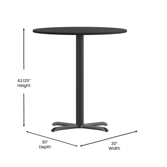 Emma and Oliver 30" Round Laminate Table Top with 22"x22" Bar Height Table Base Black {4}