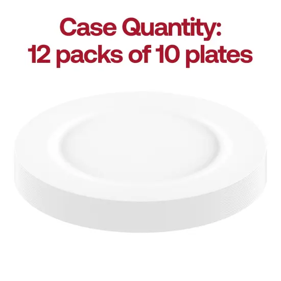 Matte Milk White Round Disposable Plastic Dinner Plates - 10" (120 Plates) {4}