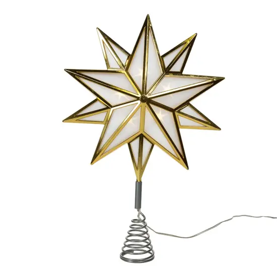 Kurt Adler 15-Inch 10-Point Warm White LED Gold Star Tree Topper {1}
