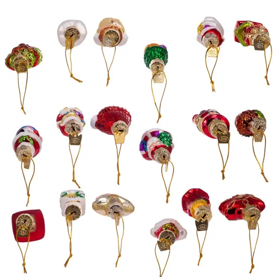 Kurt Adler 2-2.5-Inch Mini Christmas Shape Glass Ornaments, 18 Piece Set {6}