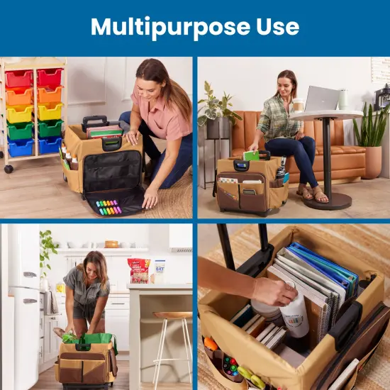 Universal Rolling Cart with Canvas Organizer Bag, Mobile Storage Chocolate/Sand {5}