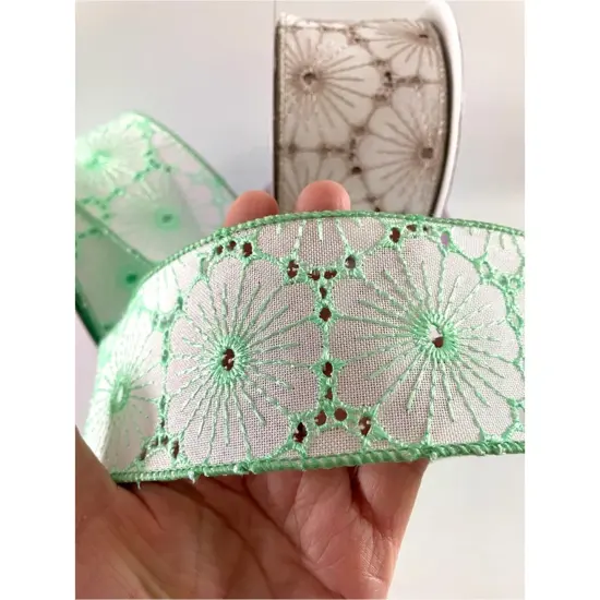 Fabric Floral Wired Ribbon 2.5" x 10 Yards {4}