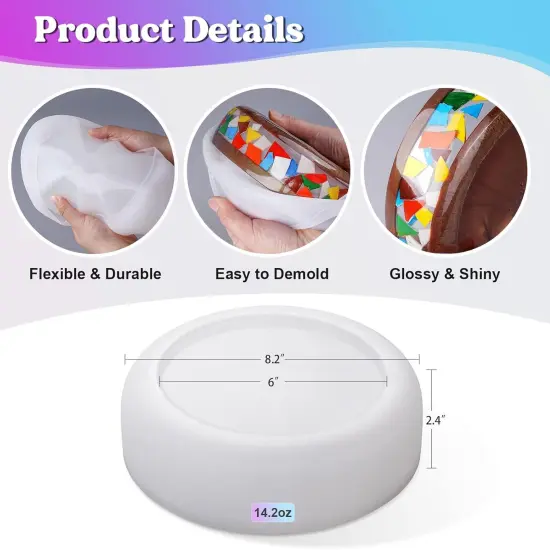 LET'S RESIN Large Epoxy Molds, 8'' for Succulent Pot, Round Silicone Molds for Casting Resin, Plaster, Concrete Cement, DIY Jewelry, Makeup Storage Container, Flower Plant Pots {3}