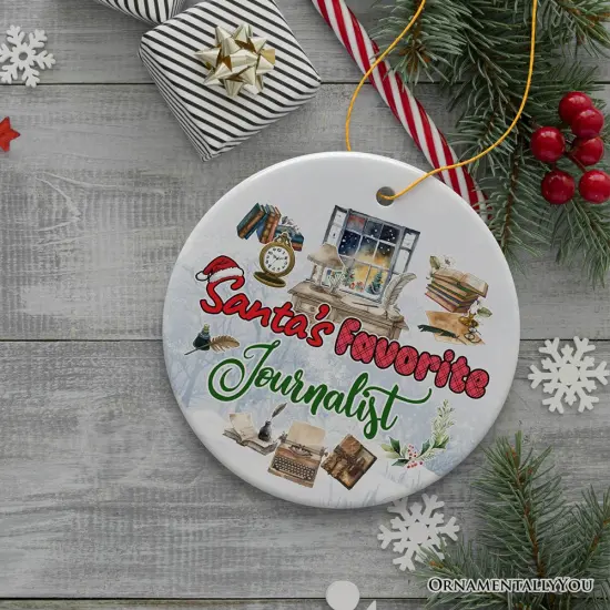 Santa's Favorite Journalist Ornament, Artistic Christmas Appreciation Keepsake {5}