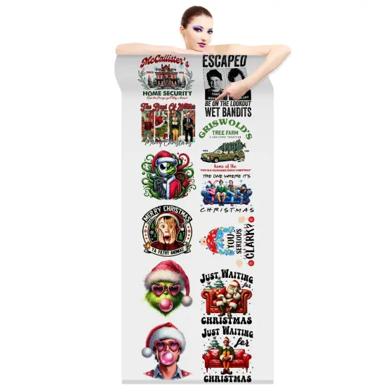 Christmas Movies - DTF Transfer 22x60 Direct-to-Film Gang Sheets - 12 Adult Prints Iron On Transfers {2}