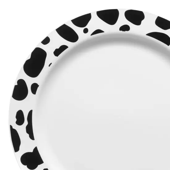White with Black Dalmatian Spots Round Disposable Plastic Appetizer/Salad Plates - 7.5" (120 Plates) {1}