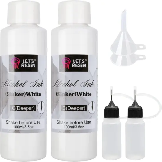 LET'S RESIN White Alcohol Ink for Resin, Alcohol Ink White Colors,2 Bottles Each 3.5oz,Adjustable Alcohol-Based Resin Ink,White Resin Pigment for Epoxy Resin,Resin Petri,Tumblers,Resin Art {1}