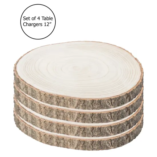 Barky Natural Wood Slabs Rustic Ornament Slice Tray Table Charger set of 4 {1}